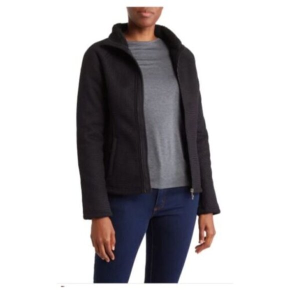 Spyder Womens Black Full Zip Up Collared Pockets Knit Jacket Activewear Sz M New - Picture 1 of 11